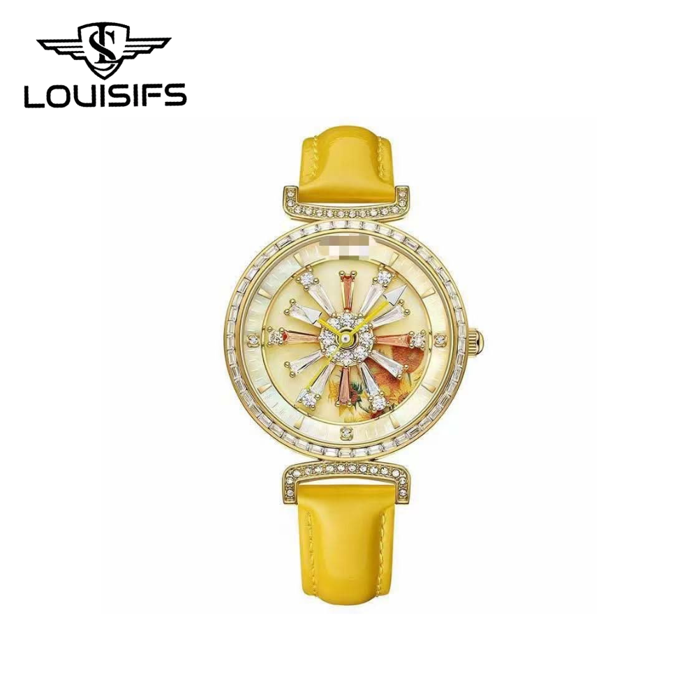 LOUISIFS Women's Rotating Watch – Luminous Dial, Lucky Charm Design