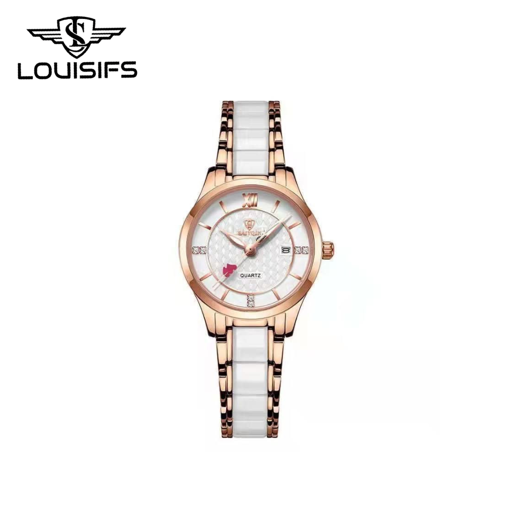 LOUISIFS Luxury Ceramic Women's Watch – Waterproof Heart-to-Heart Timepiece Elegant Design