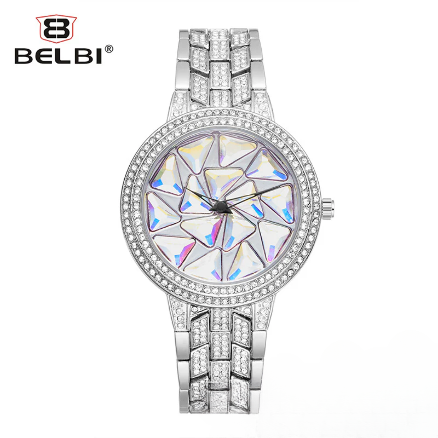 BELBI Women's Diamond Quartz Watch – Full Diamond Dial, Luminous Hands, Waterproof