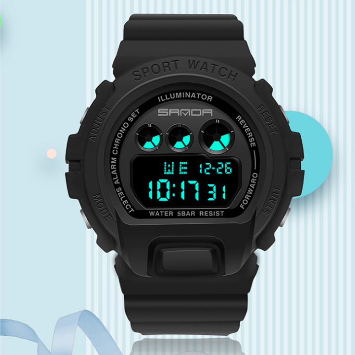 SANDA Digital Sports Watch – Waterproof LED Student Watch for Men