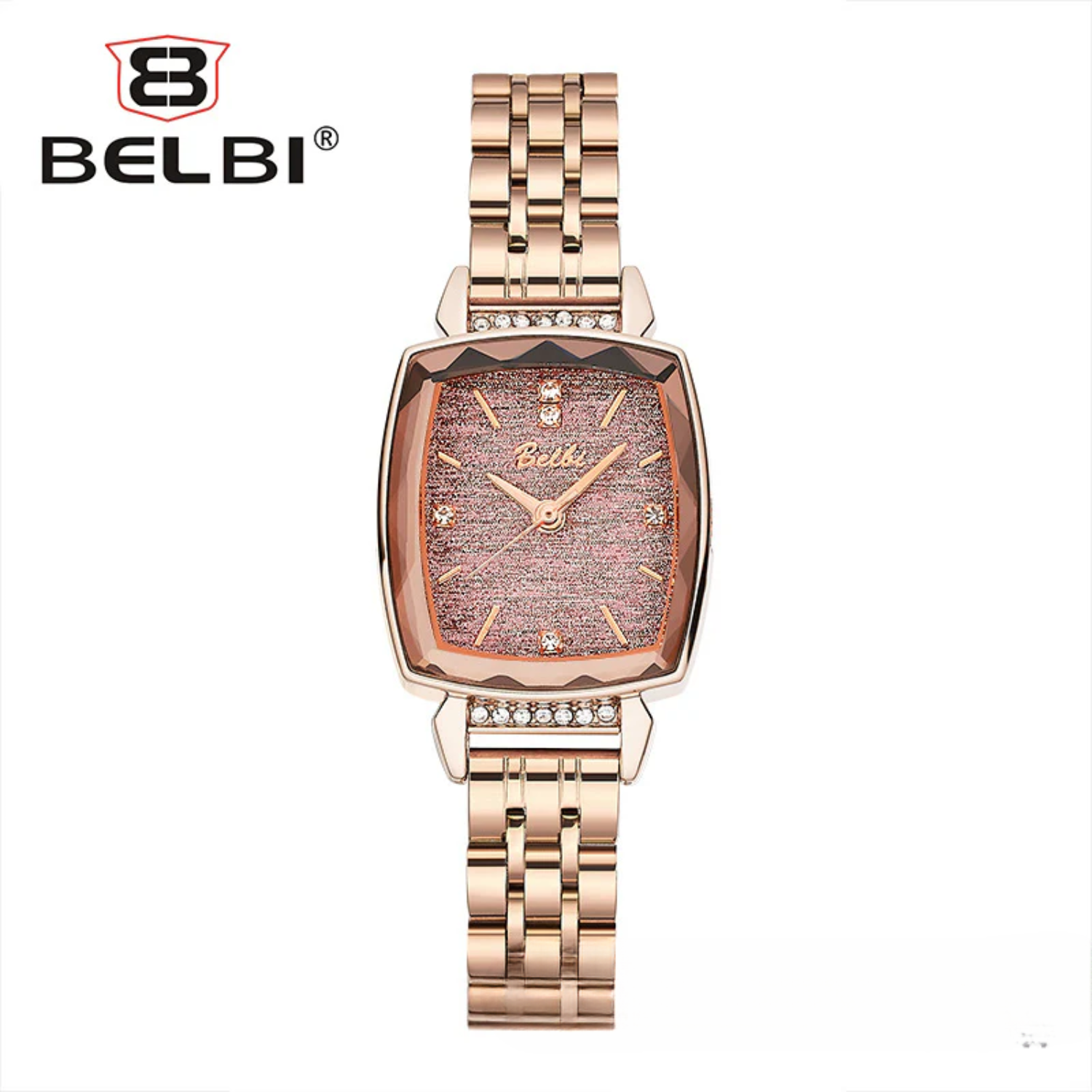 BELBI Women's Square Quartz Watch – Korean Style, Stainless Steel Strap