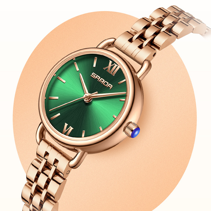 Sanda Women’s Stainless Steel Quartz Watch – Waterproof Small Dial Fashion Ladies Watch