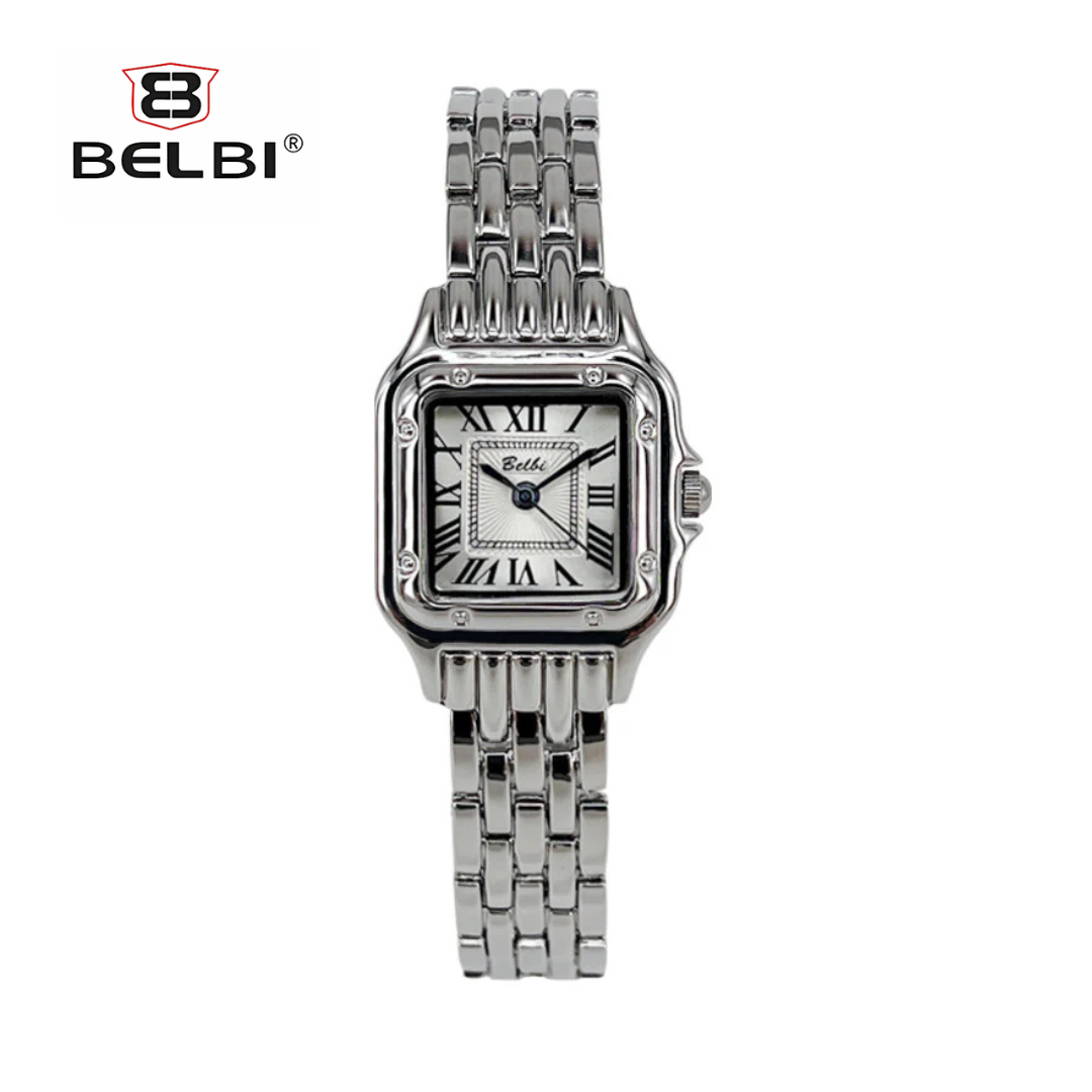 BELBI Women's Square Quartz Watch – Korean Fashion, Titanium Alloy Strap
