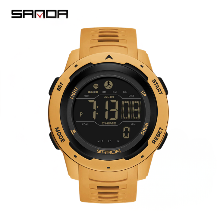 Sanda Multifunction Sports Digital Watch – Unisex Waterproof Pedometer & Calorie