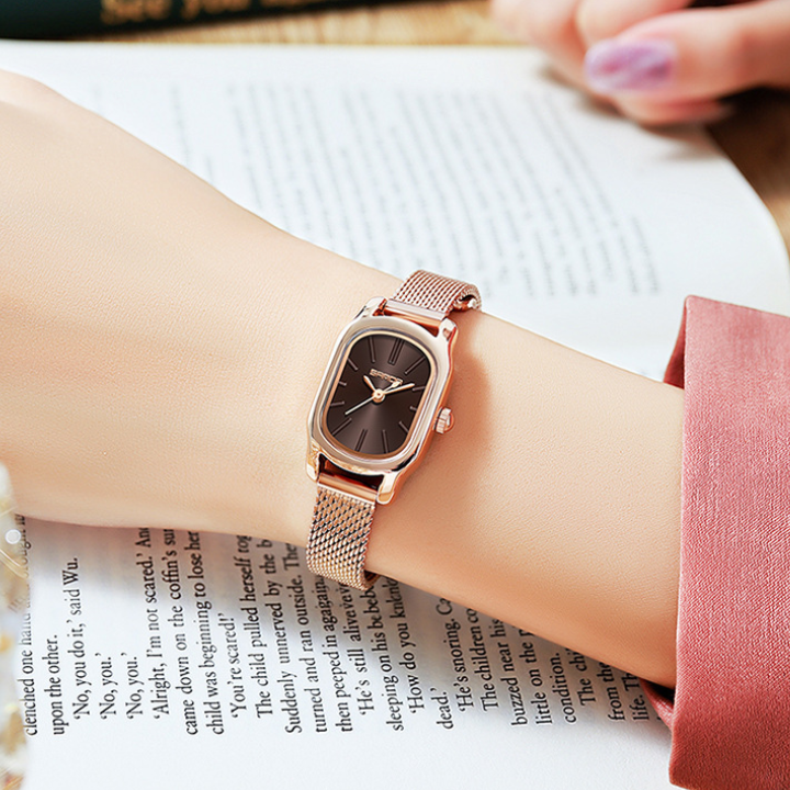 Sanda Women’s Mesh Quartz Watch – Waterproof Casual Square Dial Fashion Watch