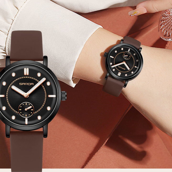 SANDA Women’s Silicone Quartz Watch – Fashion Analog Wristwatch with Luminous Hands
