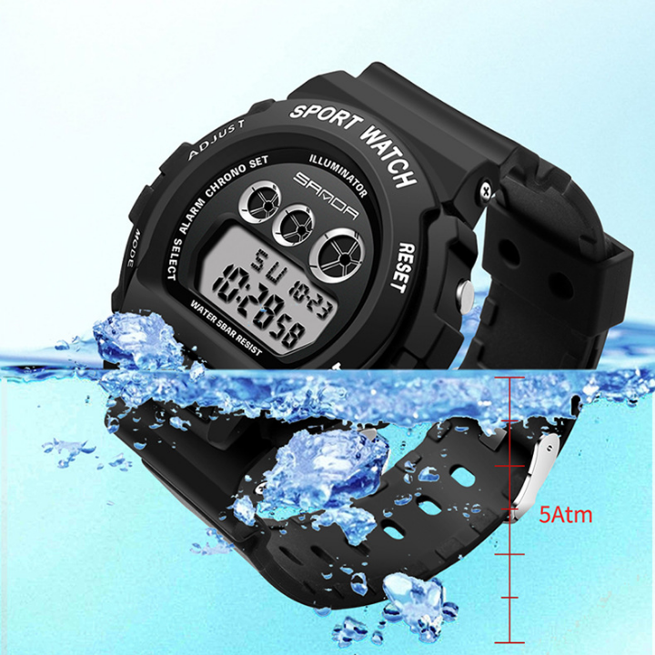 SANDA Digital Sports Watch – Waterproof LED Student Watch for Men