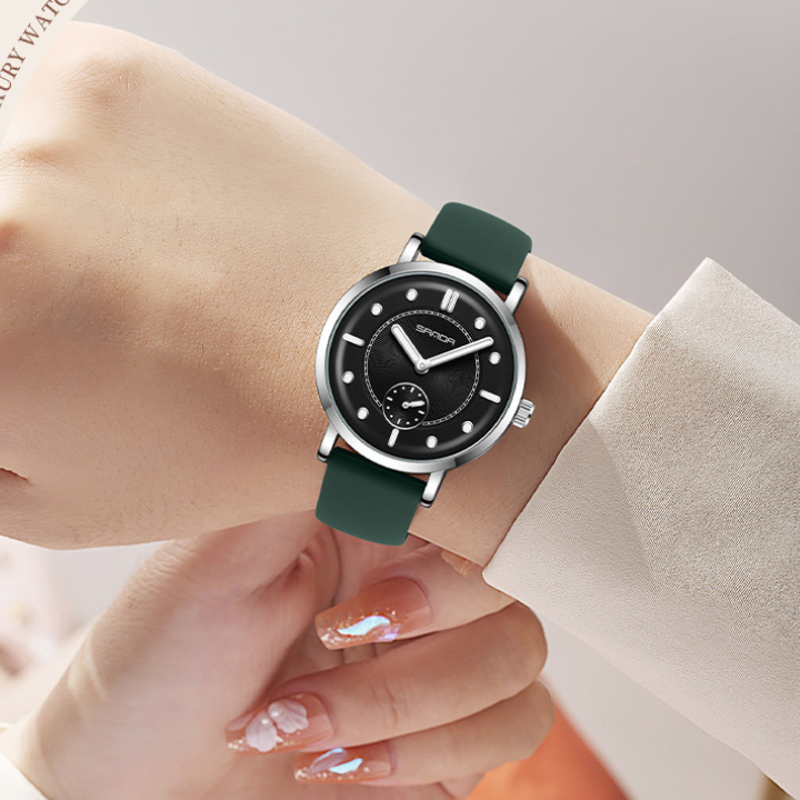 SANDA Women’s Silicone Quartz Watch – Fashion Analog Wristwatch with Luminous Hands