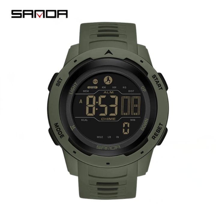 Sanda Multifunction Sports Digital Watch – Unisex Waterproof Pedometer & Calorie