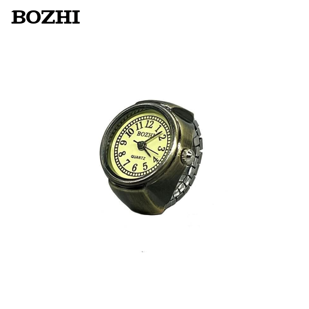 BOZHI Vintage Unisex Roman Numeral Ring Watch – Mini Quartz Finger Watch