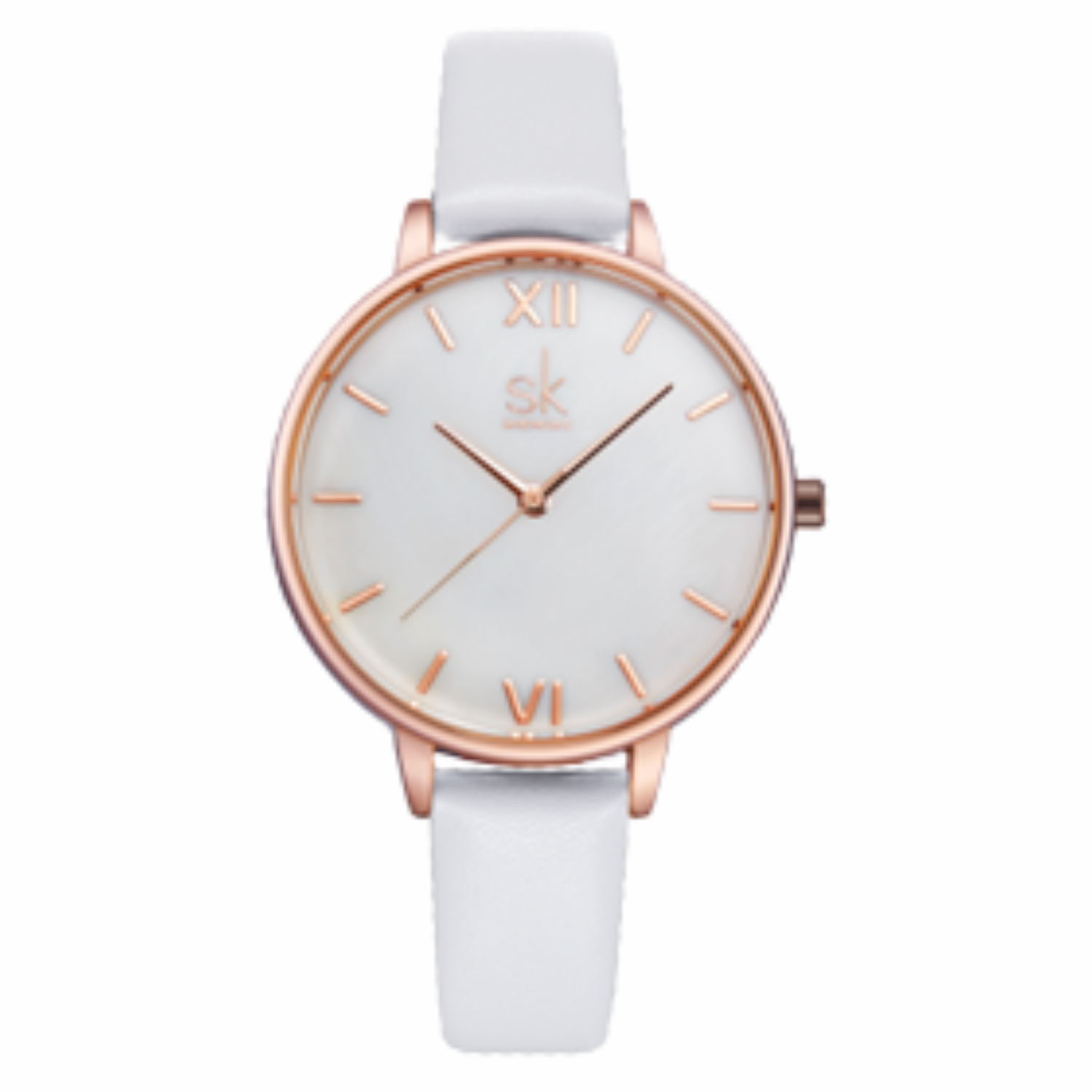 SK Women’s Quartz Leather Watch – Large Dial, Waterproof Casual Fashion Wristwatch