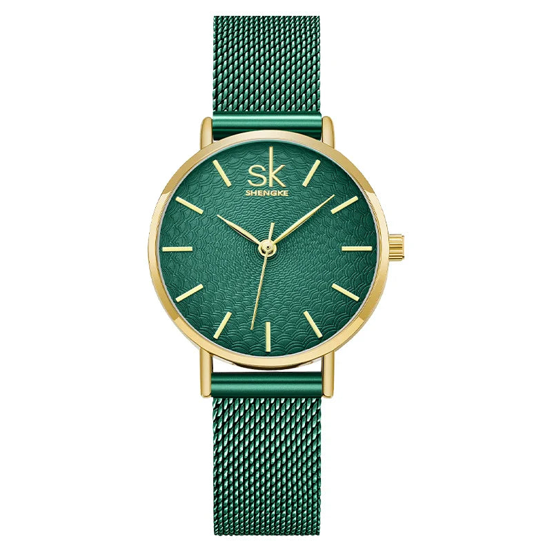SK Luxury Women’s Quartz Watch – Fashion Wristwatch with Leather or Mesh Strap