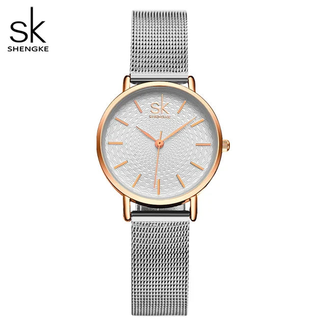 SK Luxury Women’s Quartz Watch – Fashion Wristwatch with Leather or Mesh Strap