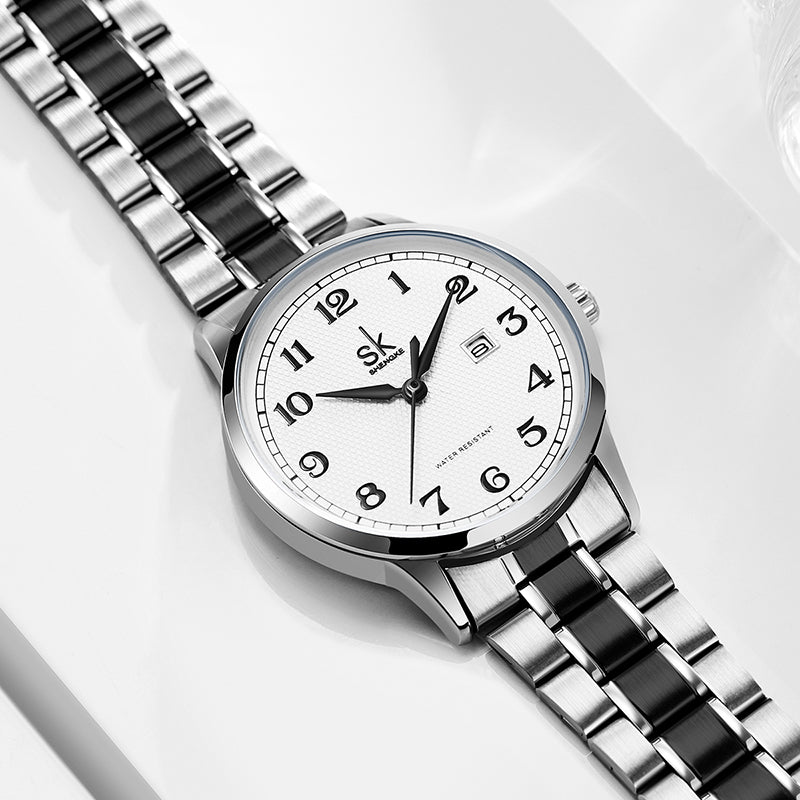 SK Women’s Quartz Business Watch – Elegant Calendar Dial, Waterproof Stainless Steel Strap