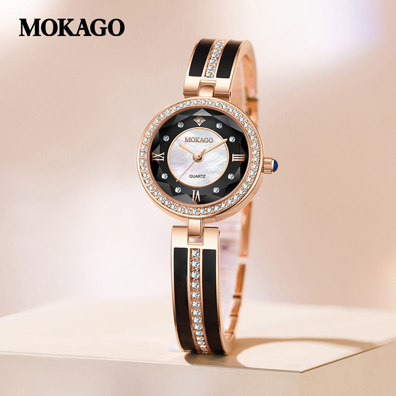 MOKAGO Women’s Quartz Watch – Diamond Jewelry Bracelet, Waterproof Luxury Watch
