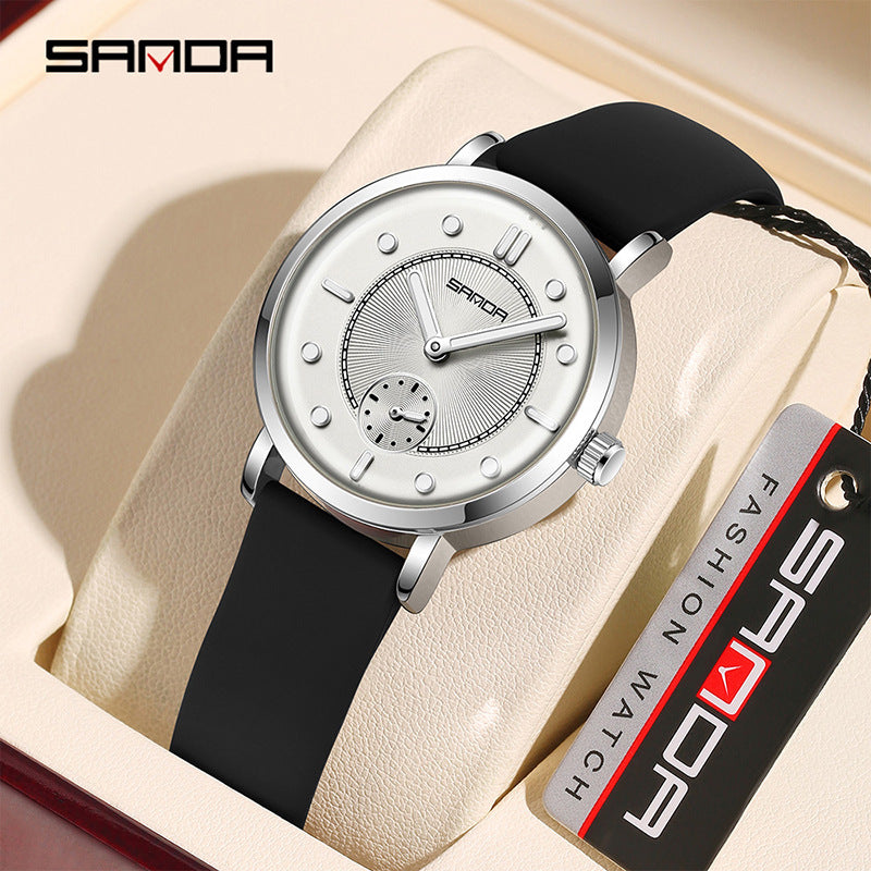 SANDA Women’s Silicone Quartz Watch – Fashion Analog Wristwatch with Luminous Hands