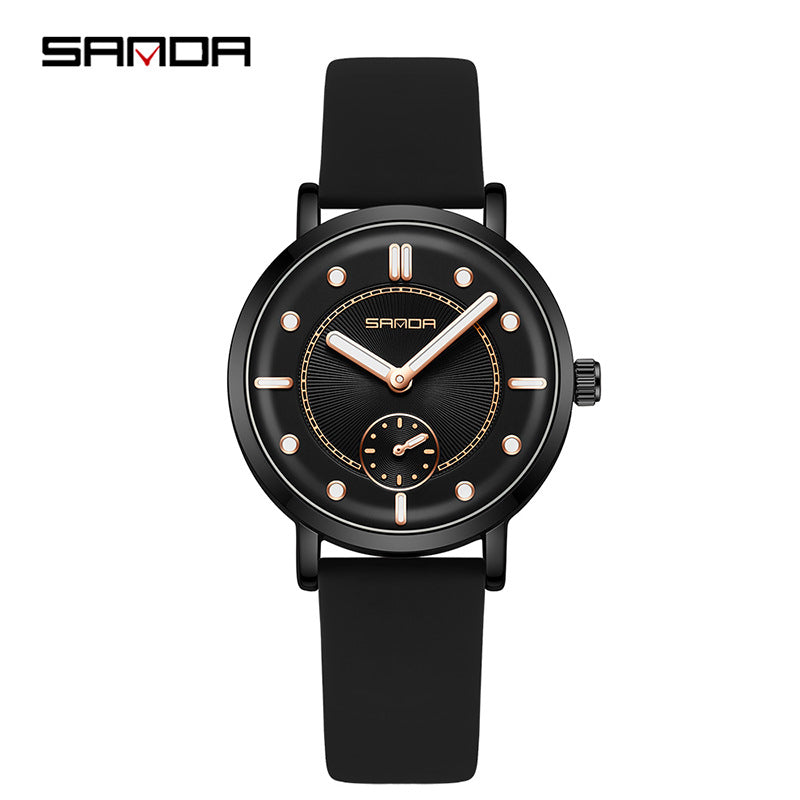 SANDA Women’s Silicone Quartz Watch – Fashion Analog Wristwatch with Luminous Hands