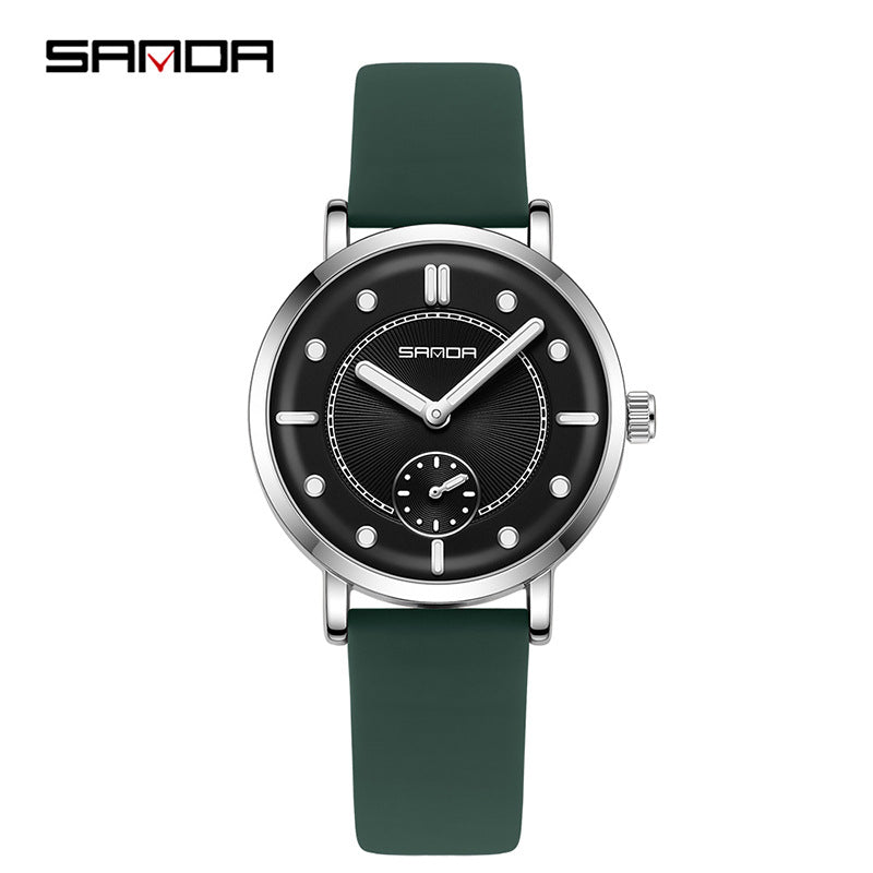 SANDA Women’s Silicone Quartz Watch – Fashion Analog Wristwatch with Luminous Hands