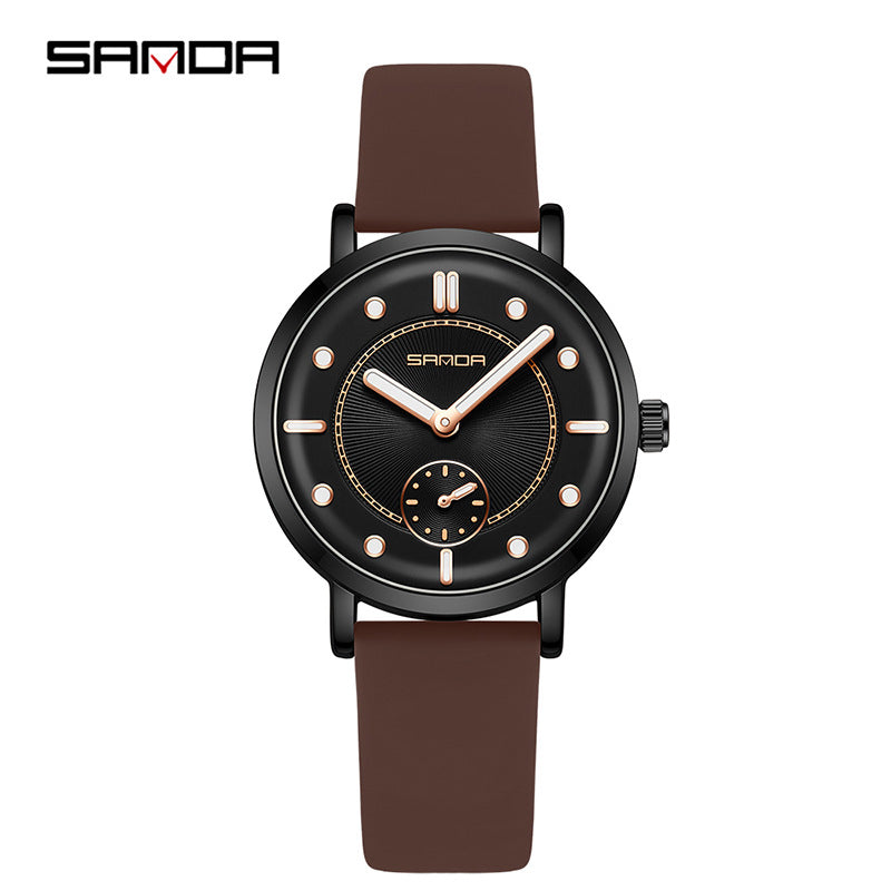 SANDA Women’s Silicone Quartz Watch – Fashion Analog Wristwatch with Luminous Hands
