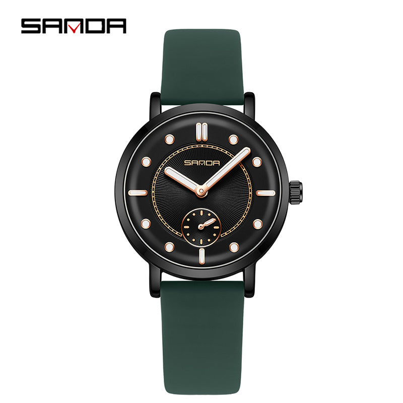 SANDA Women’s Silicone Quartz Watch – Fashion Analog Wristwatch with Luminous Hands