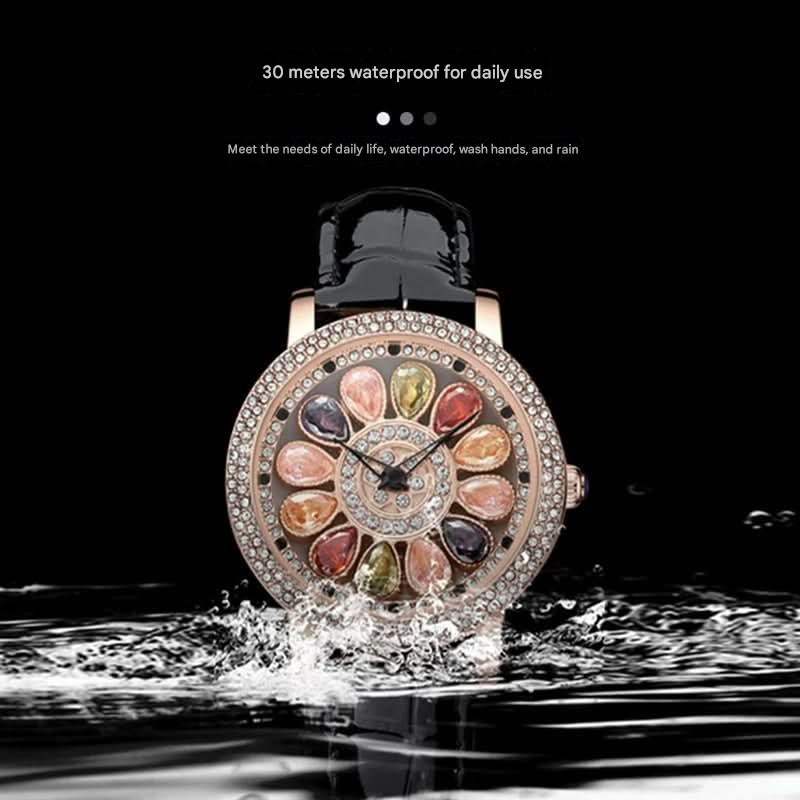 LOUISIFS Women’s Watch – Large Dial Diamond Timepiece with Leather Strap