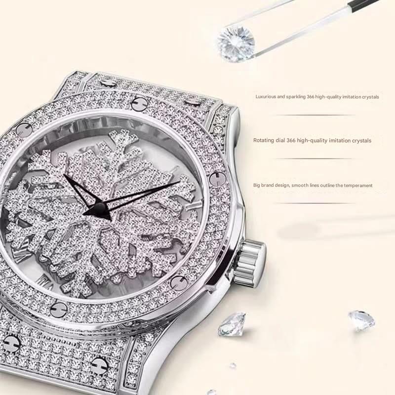 LOUISIFS Luxury Star & Clover Ladies Watch – Hollow Rotating Dial, Diamond Design
