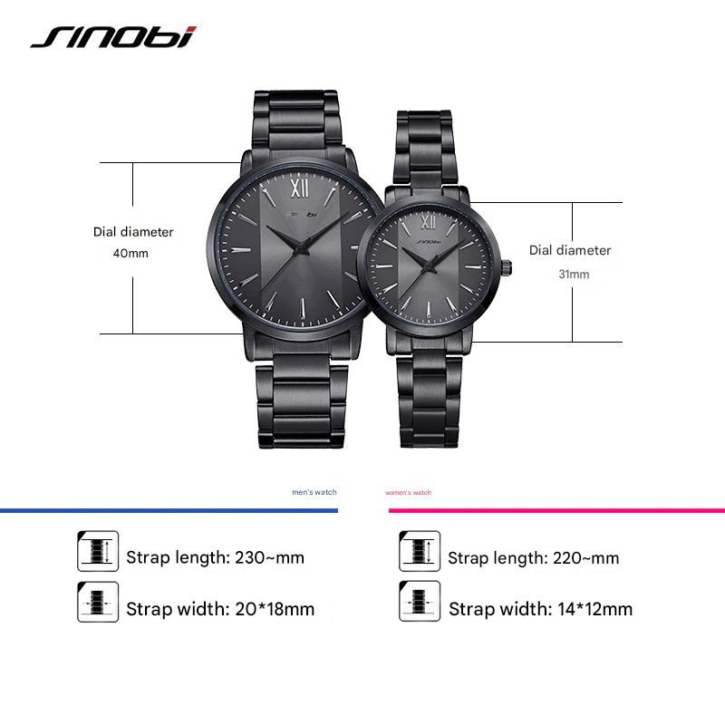 Sinobi Women's Stainless Steel Business Watch – Slim Waterproof Quartz Timepiece