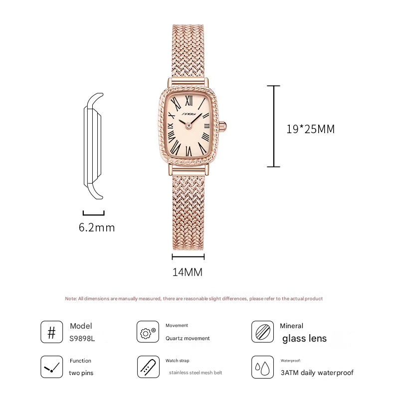 Sinobi Classic Women’s Quartz Watch – Waterproof Small Square Fashion Watch