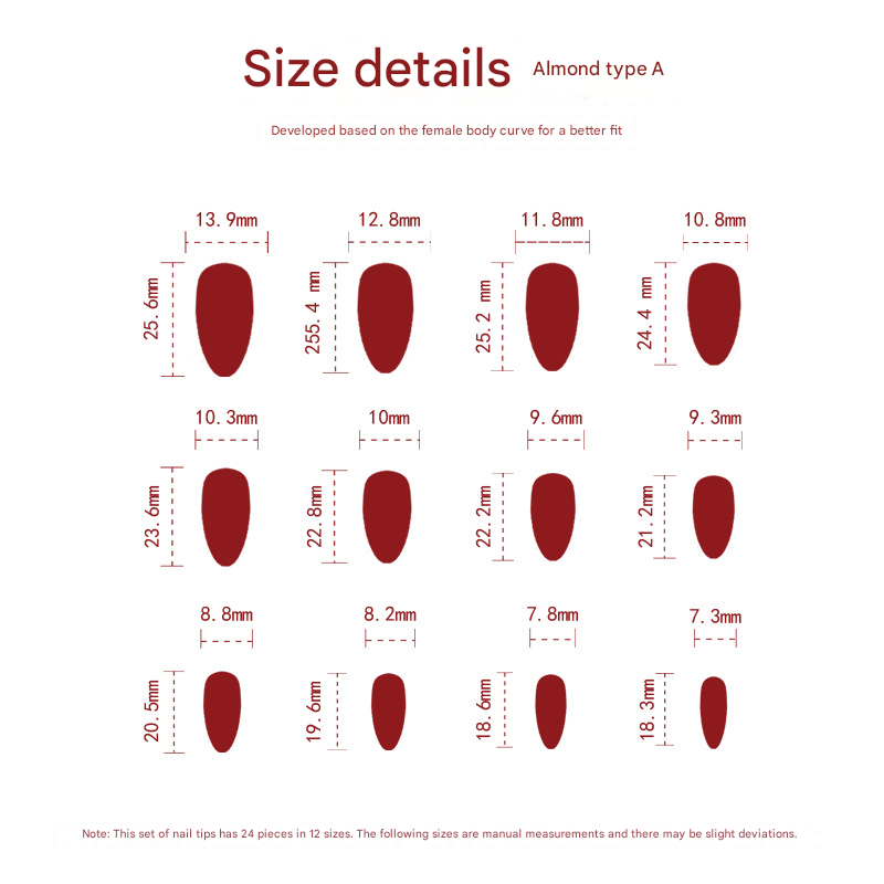 Red Cat Eye Press-On Nails – Long Almond Glitter Ombre Nail Set