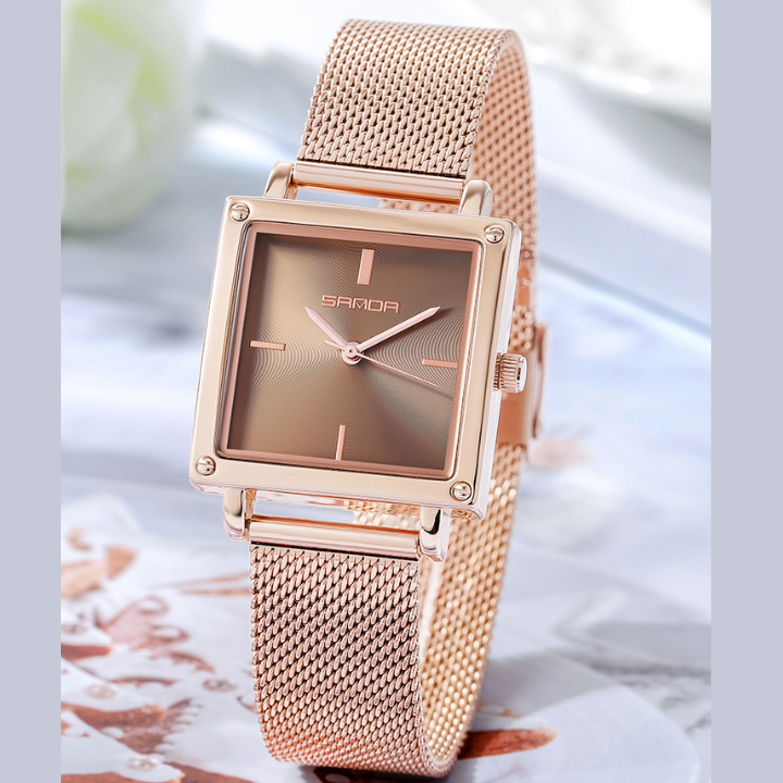 Sanda Women’s Mesh Quartz Watch – Waterproof Small Dial Casual Fashion Watch