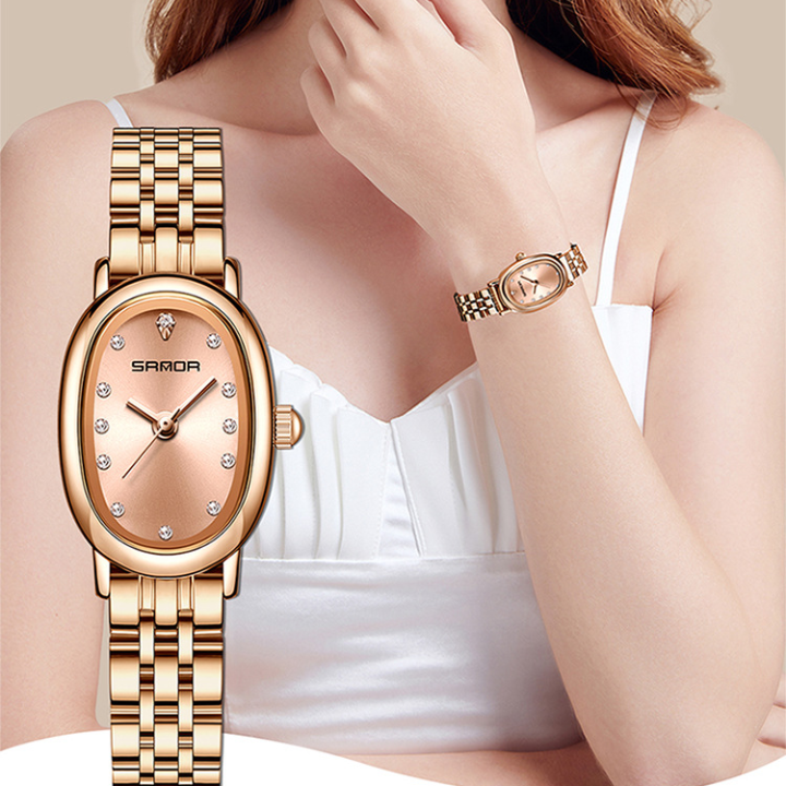 Sanda Women’s Quartz Watch – Diamond Accent Oval Dial, Waterproof Casual Watch