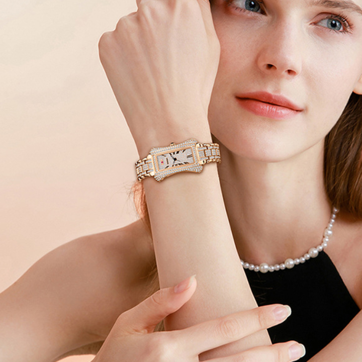 MOKAGO Ladies Diamond Quartz Watch – Luxury Rectangular Fashion Timepiece