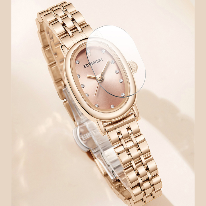 Sanda Women’s Quartz Watch – Diamond Accent Oval Dial, Waterproof Casual Watch