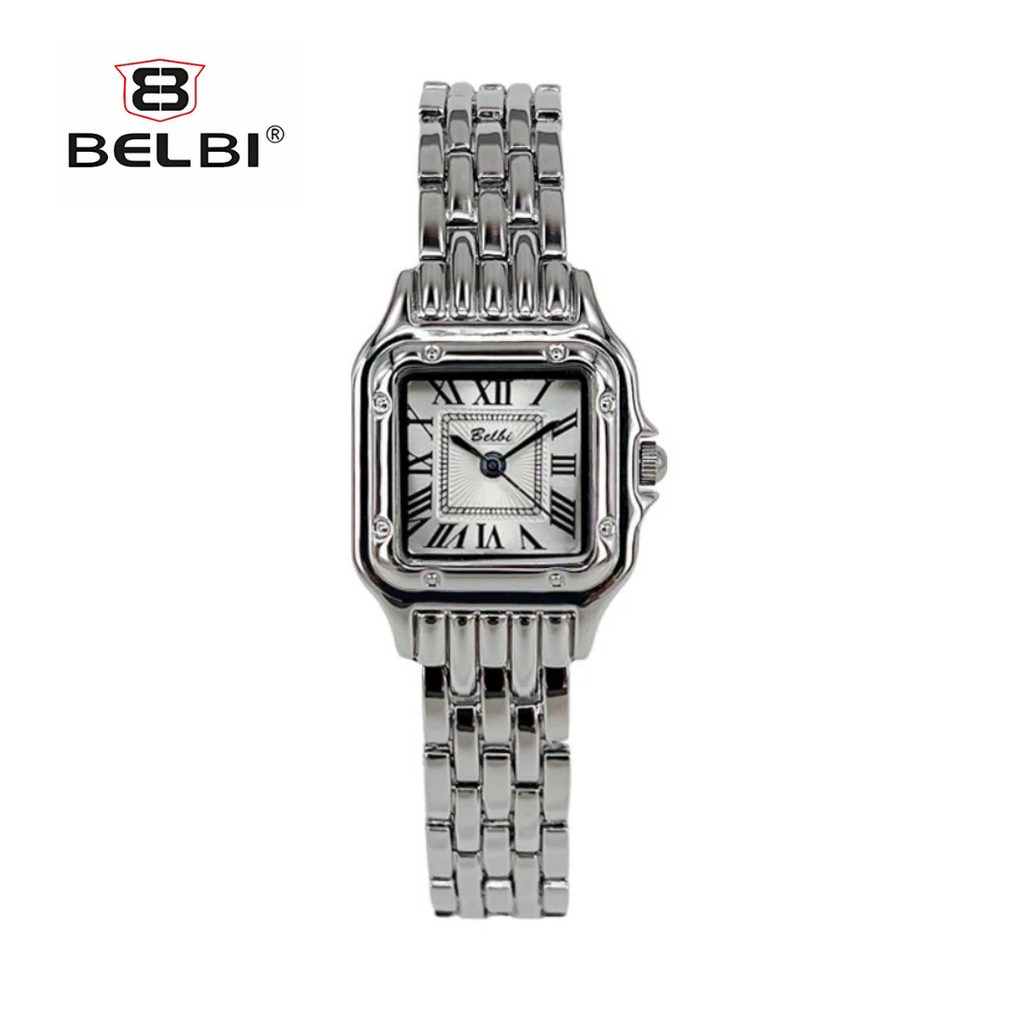 BELBI Women's Square Quartz Watch – Korean Fashion, Titanium Alloy Strap