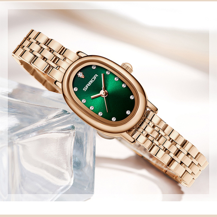 Sanda Women’s Quartz Watch – Diamond Accent Oval Dial, Waterproof Casual Watch