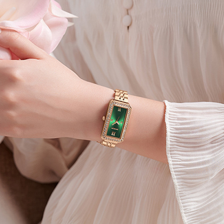 SANDA Women's Quartz Watch – Retro Diamond-Accented Stainless Steel Band