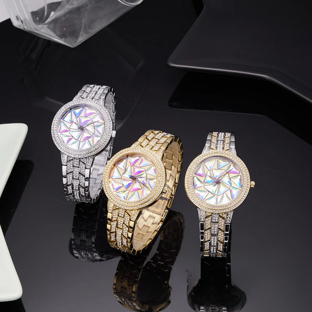 BELBI Women's Diamond Quartz Watch – Full Diamond Dial, Luminous Hands, Waterproof