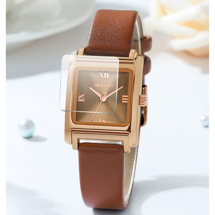 Sanda Women’s Leather Quartz Watch – Waterproof Small Dial Casual Square Fashion Watch