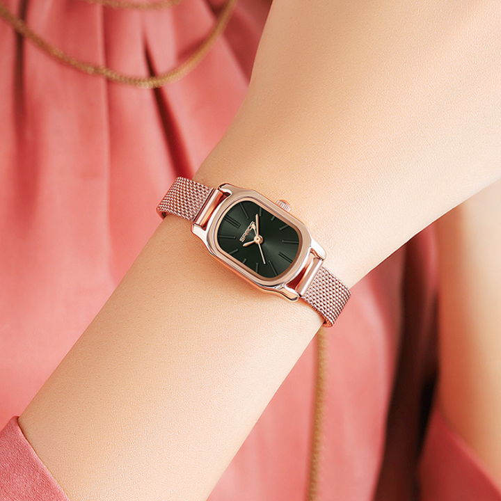 Sanda Women’s Mesh Quartz Watch – Waterproof Casual Square Dial Fashion Watch
