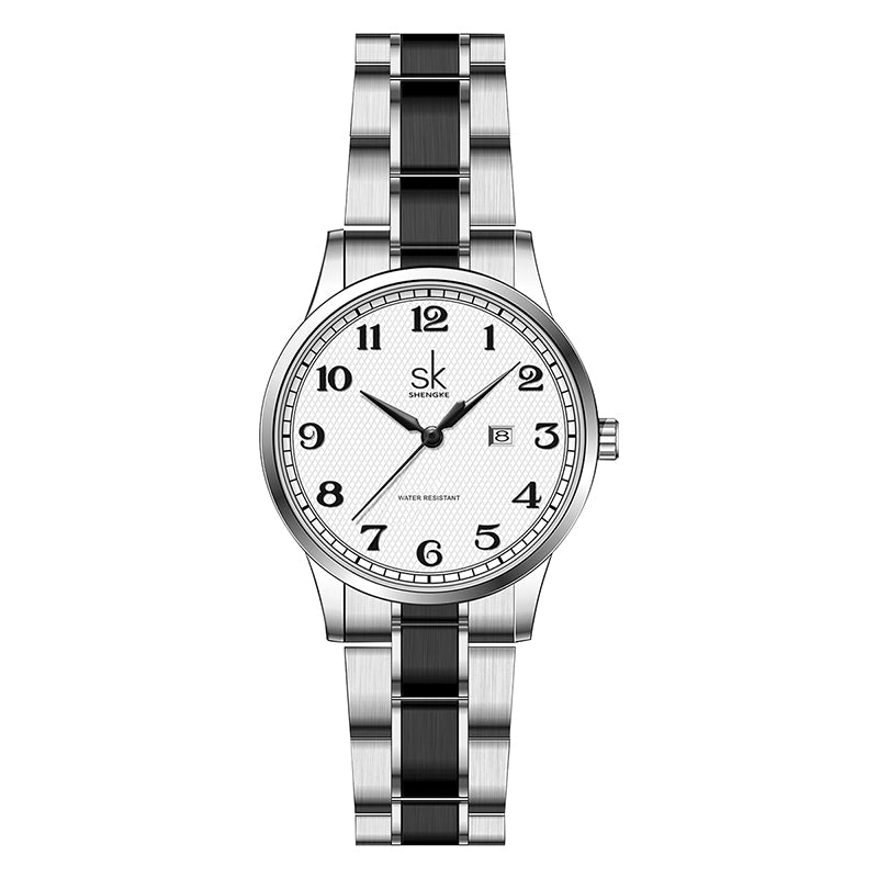 SK Women’s Quartz Business Watch – Elegant Calendar Dial, Waterproof Stainless Steel Strap