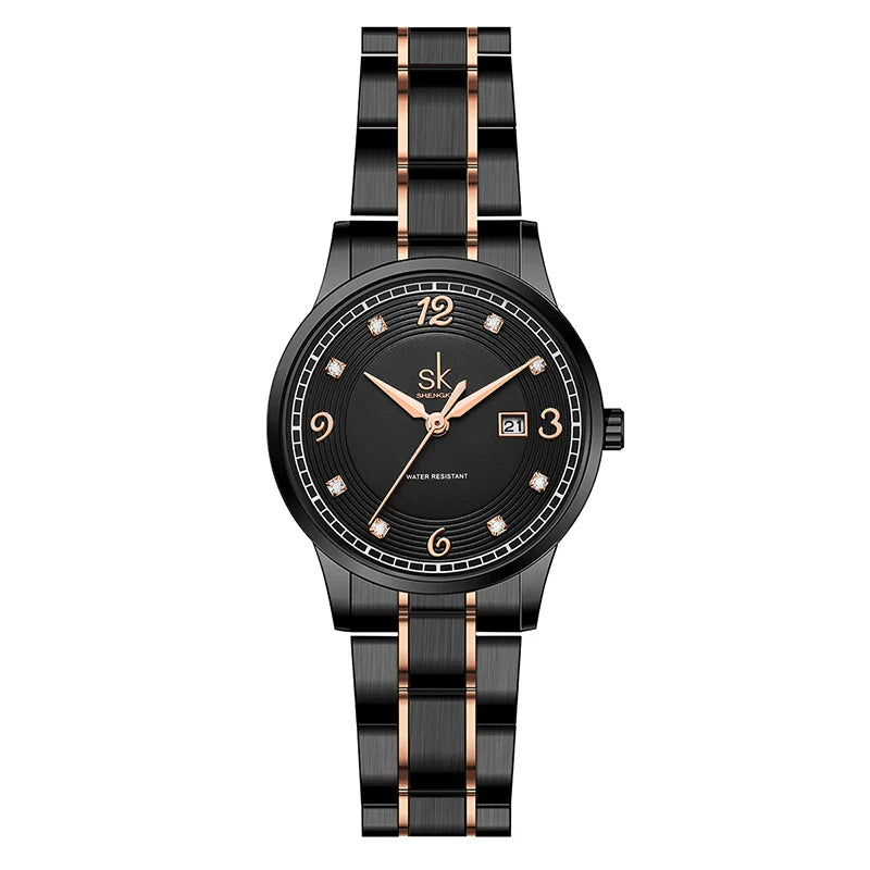 SK Women’s Quartz Business Watch – Elegant Calendar Dial, Waterproof Stainless Steel Strap