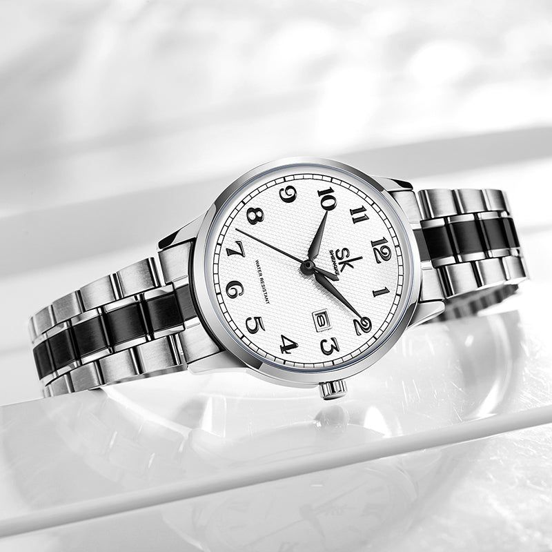 SK Women’s Quartz Business Watch – Elegant Calendar Dial, Waterproof Stainless Steel Strap