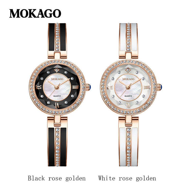 MOKAGO Women’s Quartz Watch – Diamond Jewelry Bracelet, Waterproof Luxury Watch
