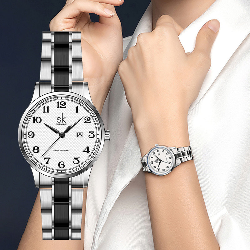 SK Women’s Quartz Business Watch – Elegant Calendar Dial, Waterproof Stainless Steel Strap
