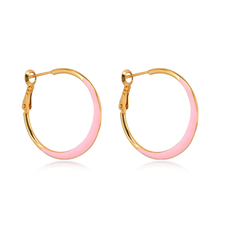 Three-Tone Geometric Hoop Earrings for Women – Elegant Titanium Steel Design