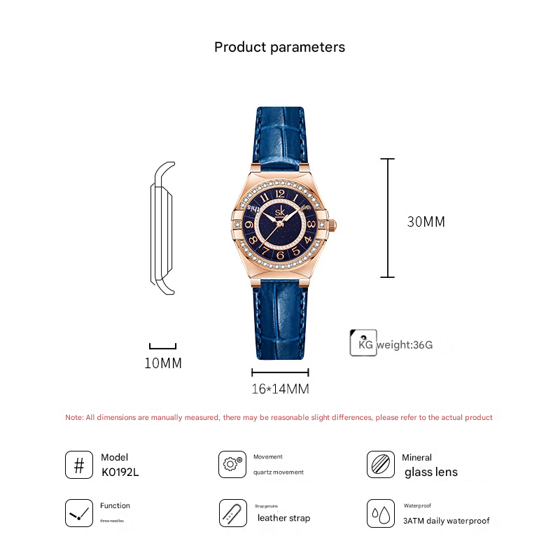 SK Women’s Quartz Watch – Numeral Dial, 30M Waterproof Round Dial Fashion Watch