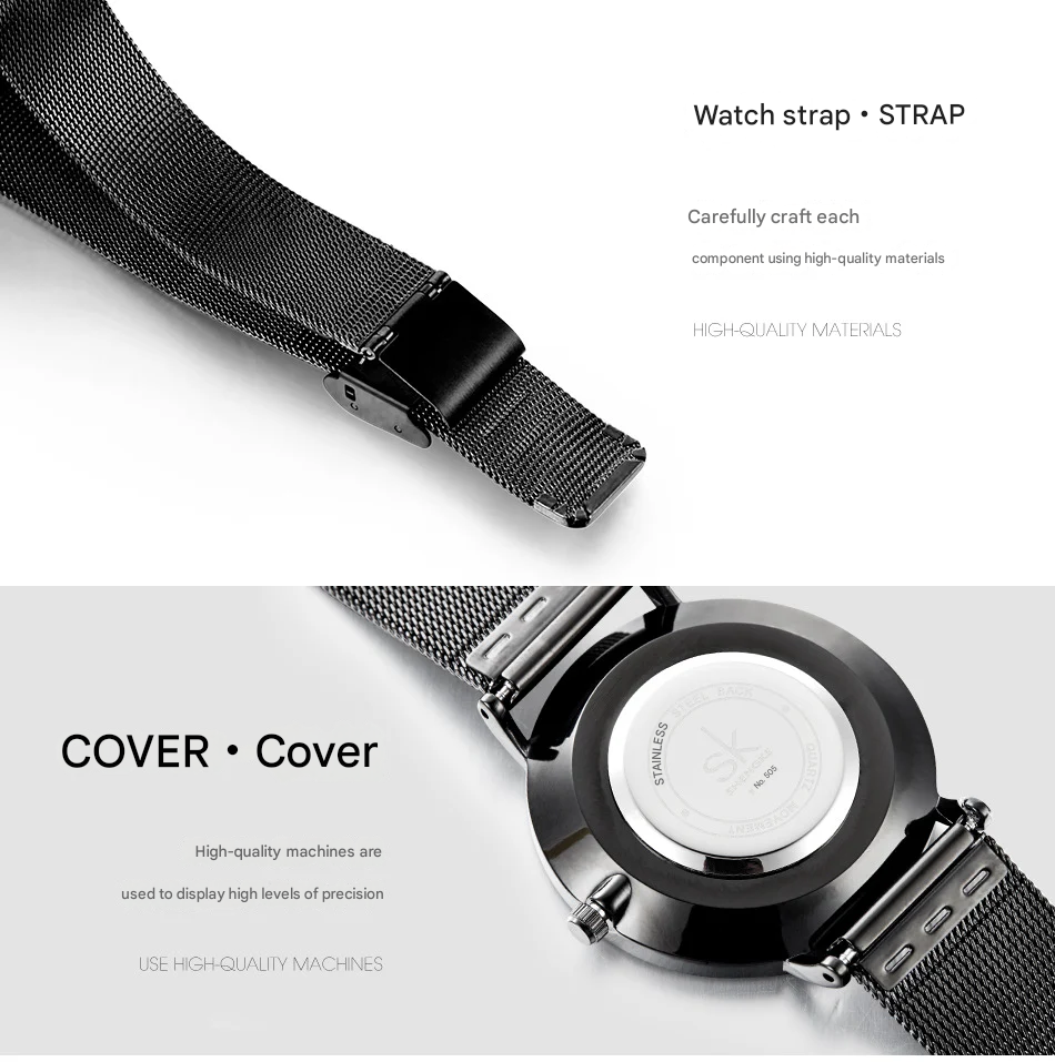 SK Minimalist Women’s Quartz Watch – Fashion Waterproof Wristwatch with Milanese Strap