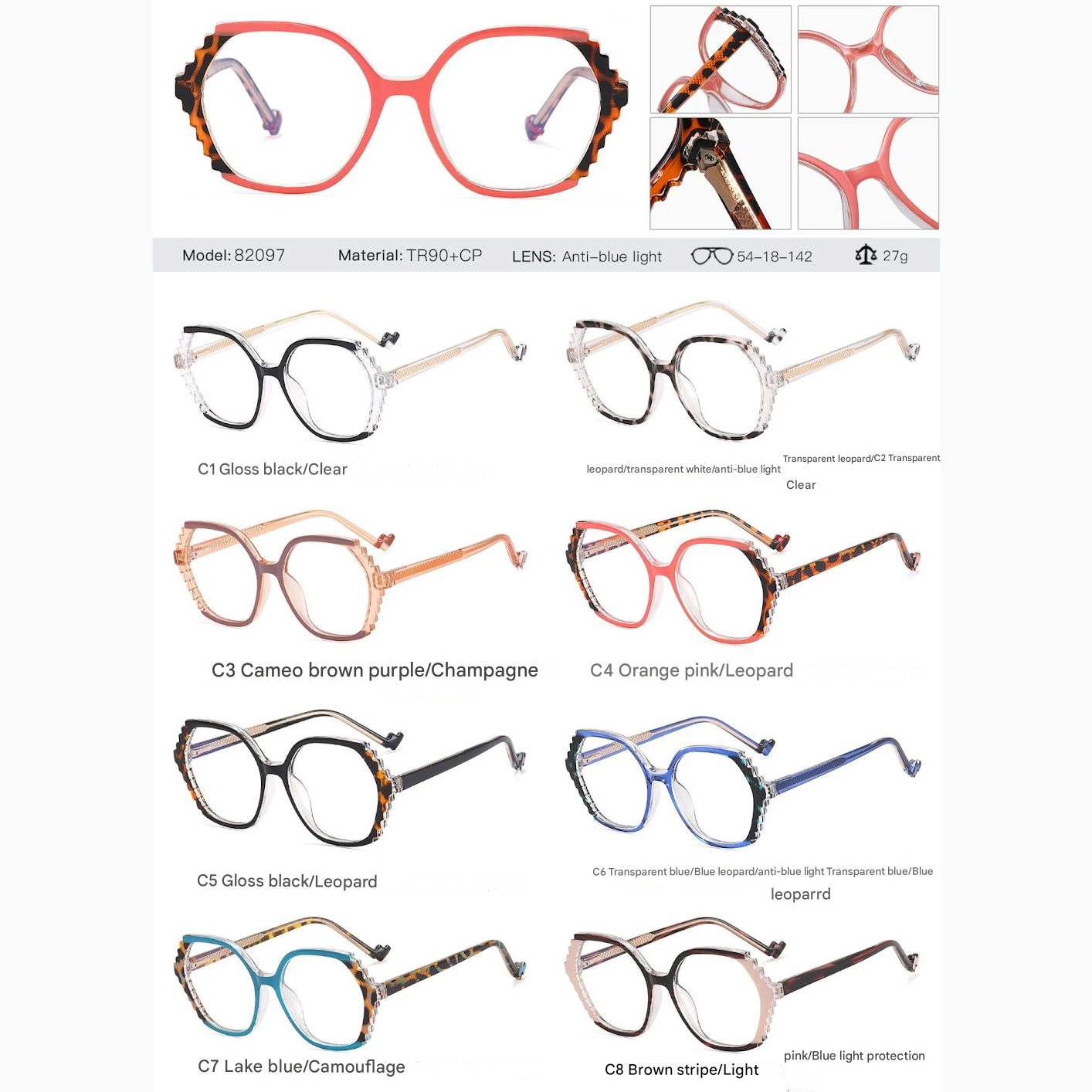 Women’s Oversized Alien Frame Glasses – Anti-Blue Light & UV Protection