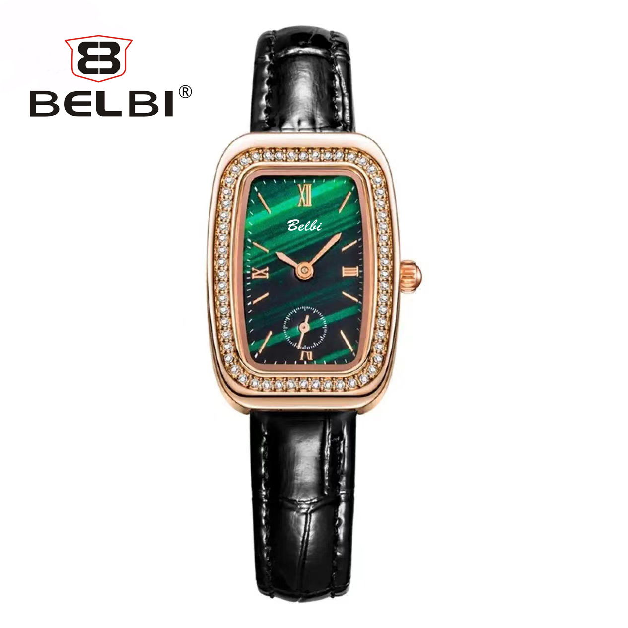 BELBI Women's Rectangular Quartz Watch – Roman Dial, Slim Design