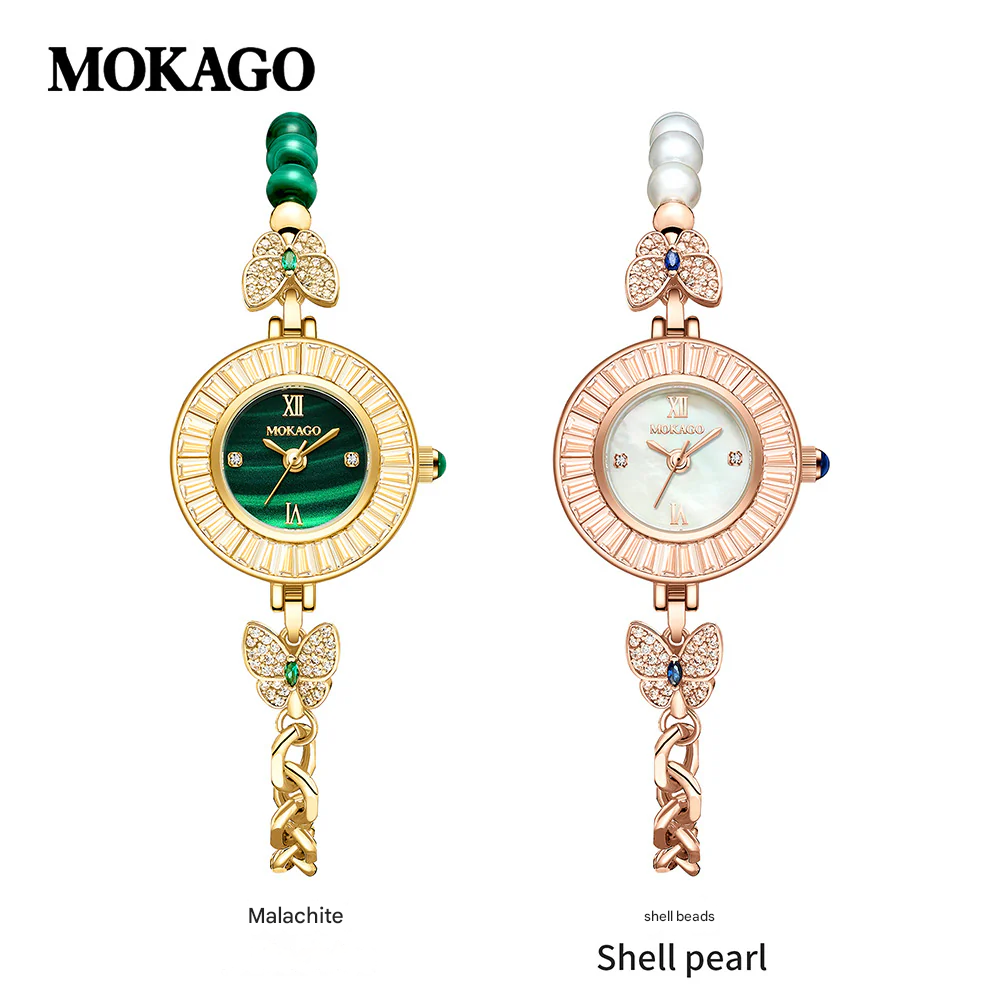 MOKAGO Women’s Quartz Watch – Butterfly Dial, Diamond Accent, Waterproof Bracelet
